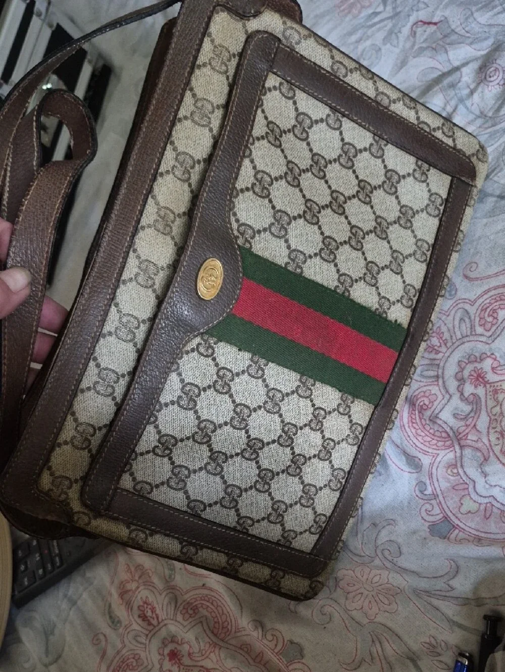 ✨ Vintage Gucci ✨ Iconic GG Monogram Web Stripe Shoulder BagRare Vintage Gucci G